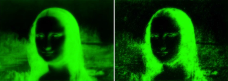 The light pattern before (left) and after (right) the corrections.